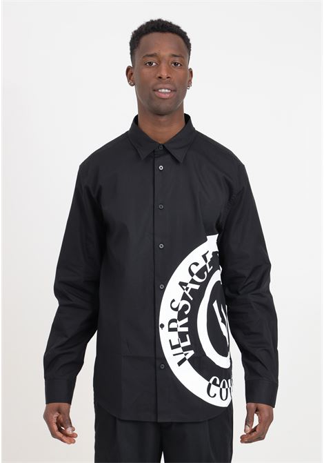 Black V-Emblem logo men's shirt VERSACE JEANS COUTURE | 76GALYR1CN002899